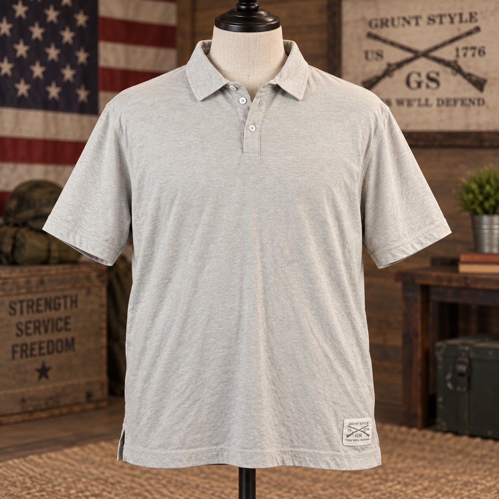 Grunt Style Mens 2XL Gray Heather Short Sleeve Polo Shirt Tactical Casual Logo